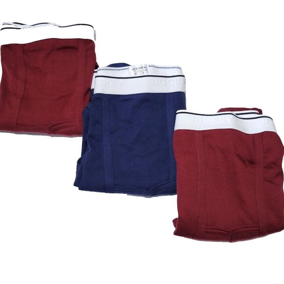Jockey Briefs 3XL NWOT Mens Lot of 3 Burgundy Blue Cotton Quick Draw H-Fly - Picture 1 of 4
